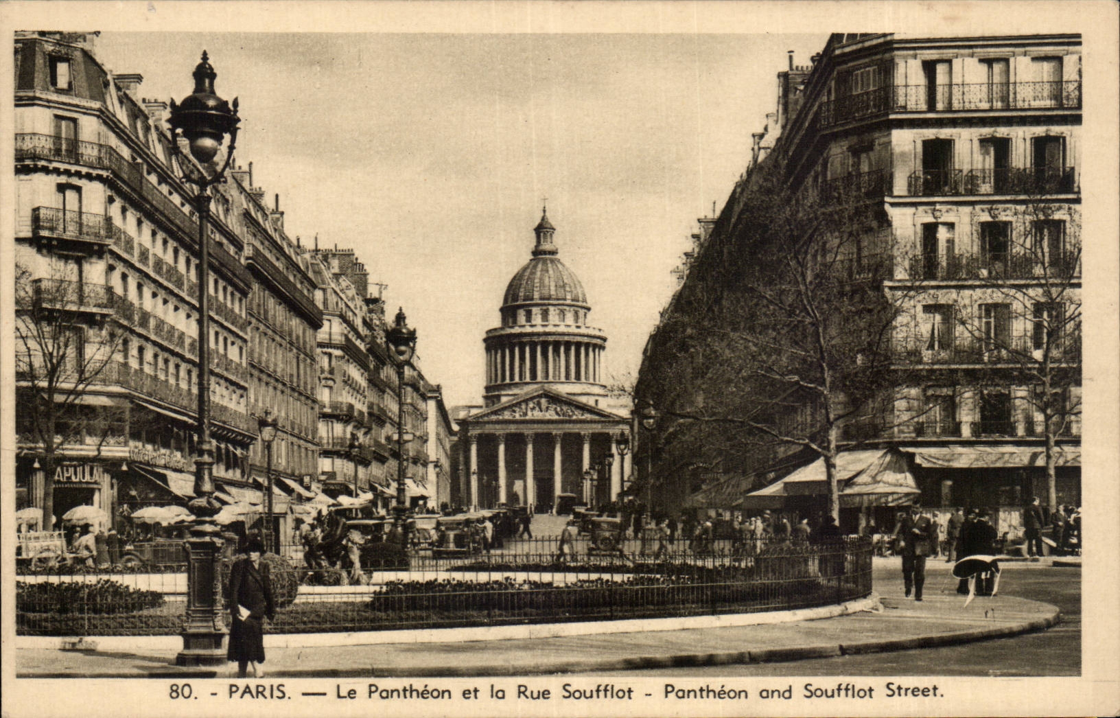 Paris CPA the Pantheon and the street Soufflot