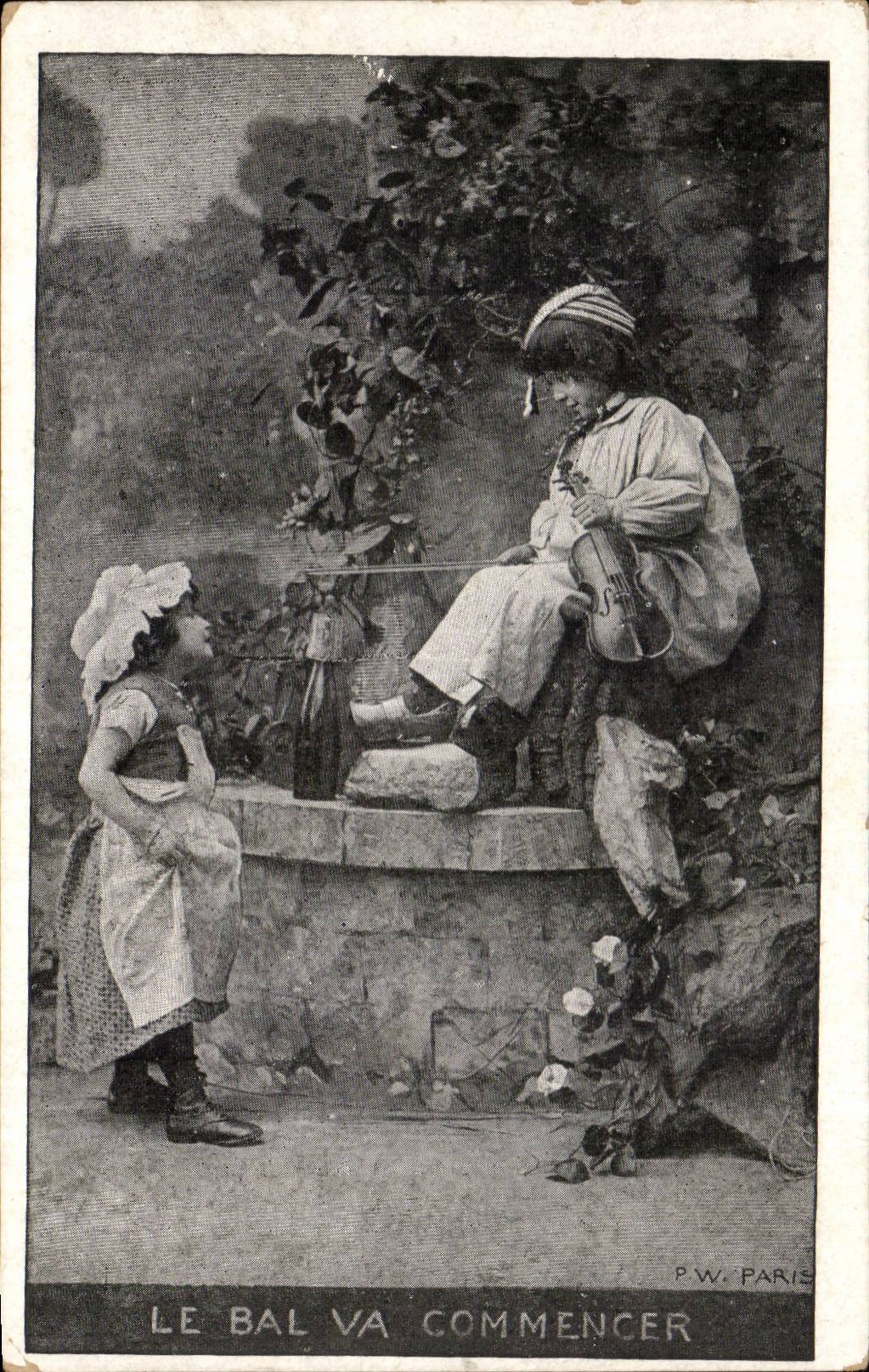 CPA Fantasy Children the ball will begin Violon