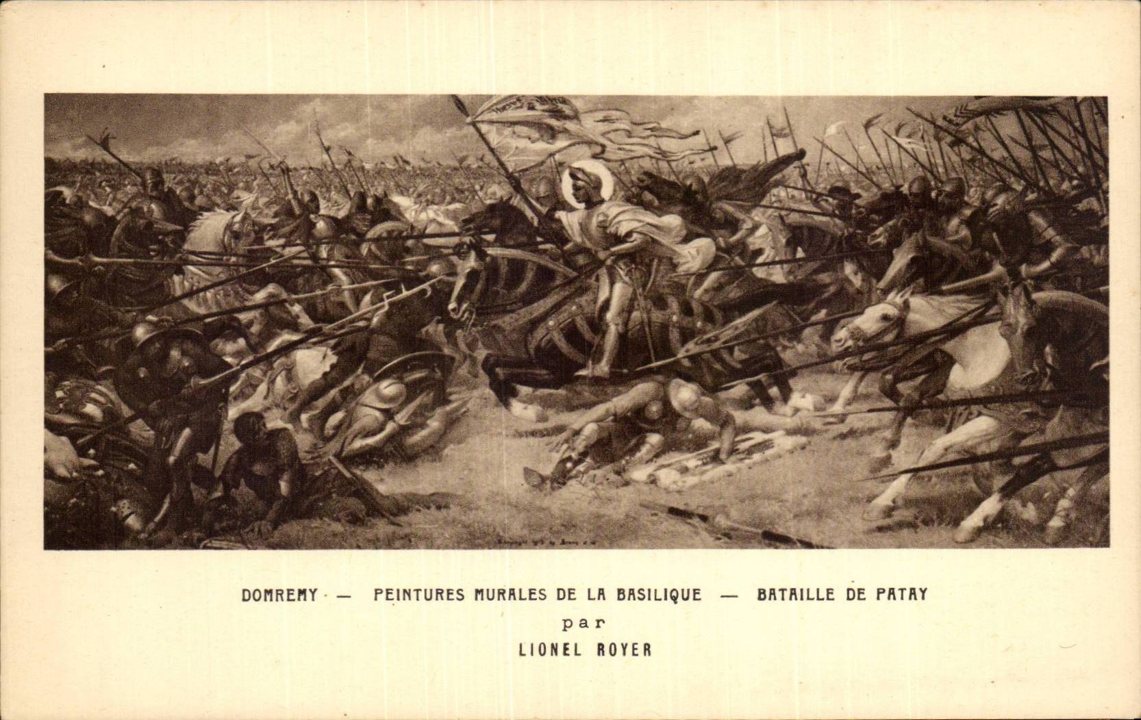 CPA Domremy Peintures murales de la basilique Bataille de Patay par Lionel Royer