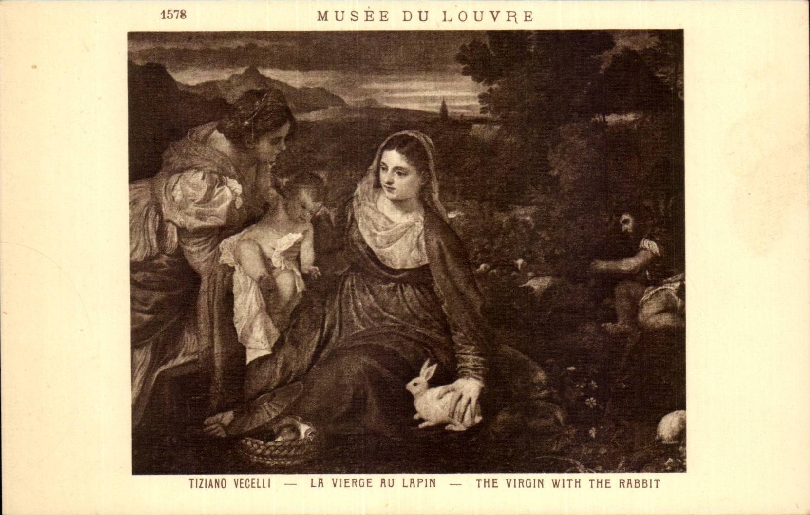 CPA Paris Musee du Louvre Tiziano Vecelli La vierge au lapin 