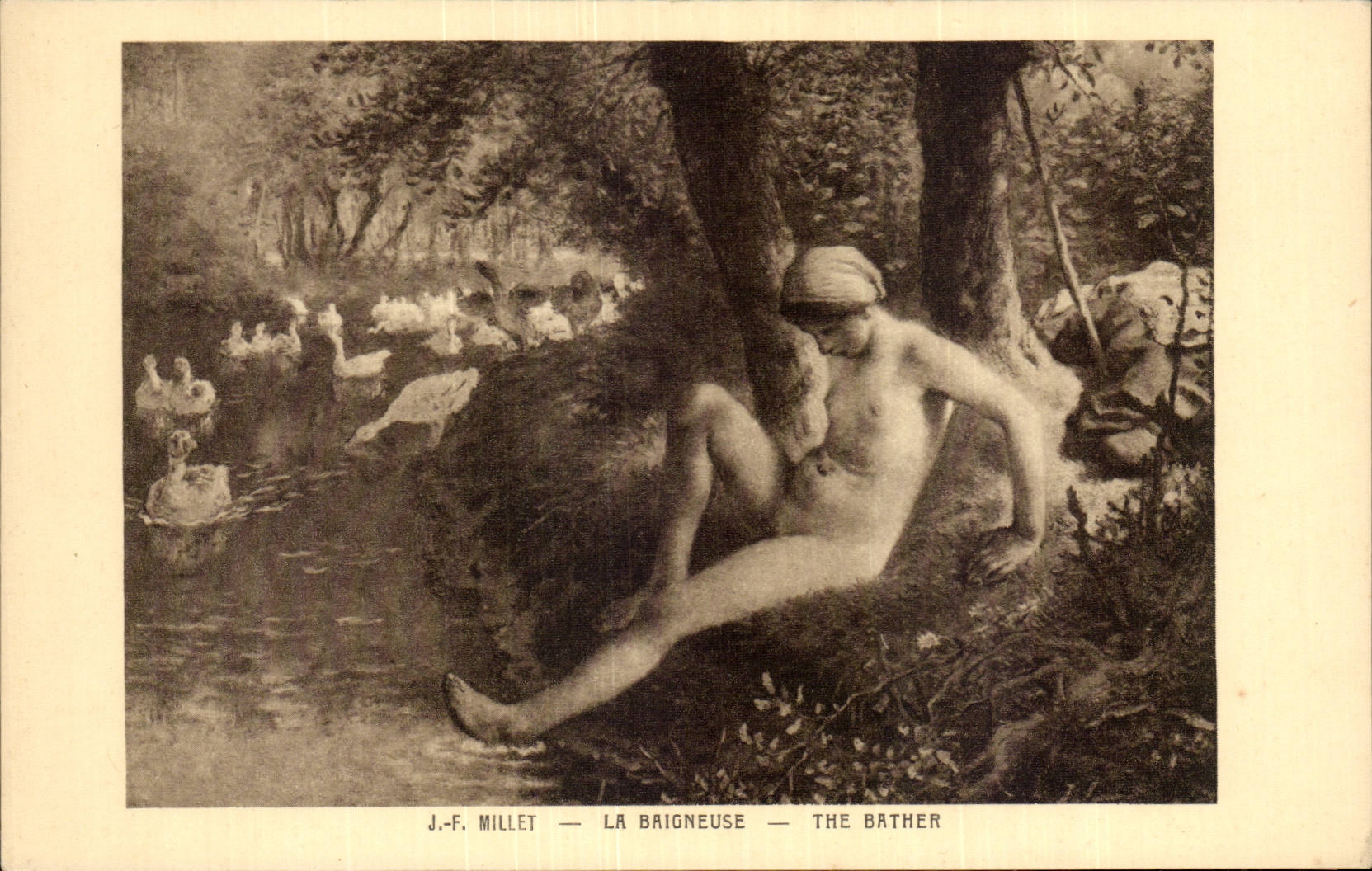 CPA Millet La baigneuse