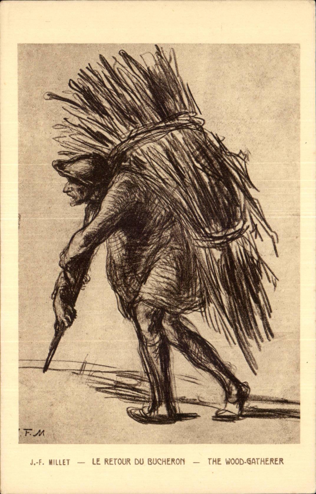 CPA Fantaisie Millet Le retour du bucheron