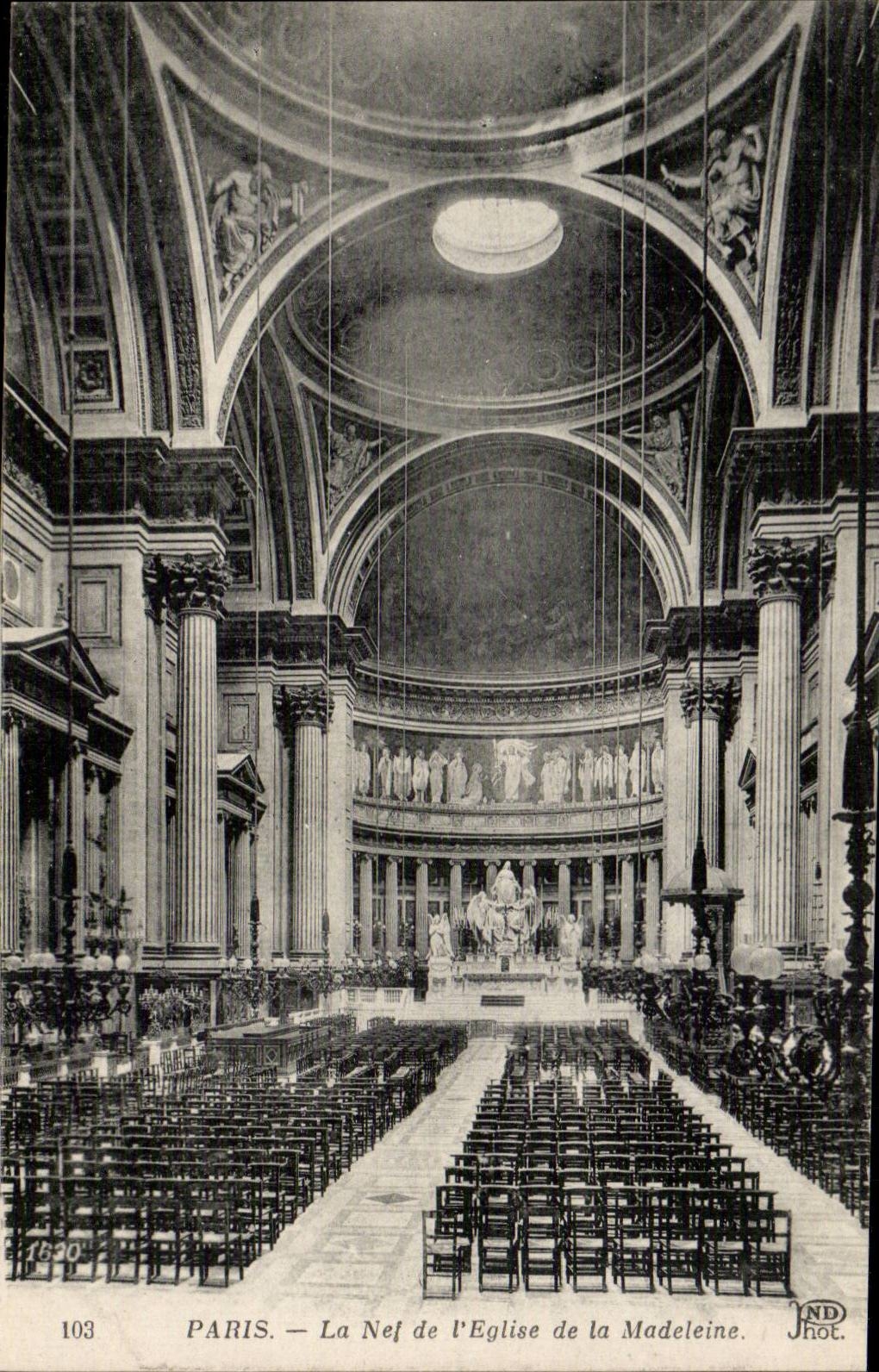 Paris CPA the nave of the church of the madeleine