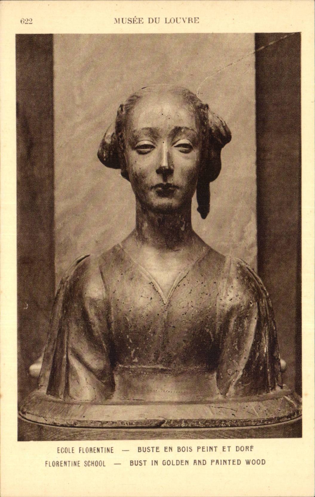 CPA Paris Museum of the Louvre School florentine Bust out of painted wooden and gilds