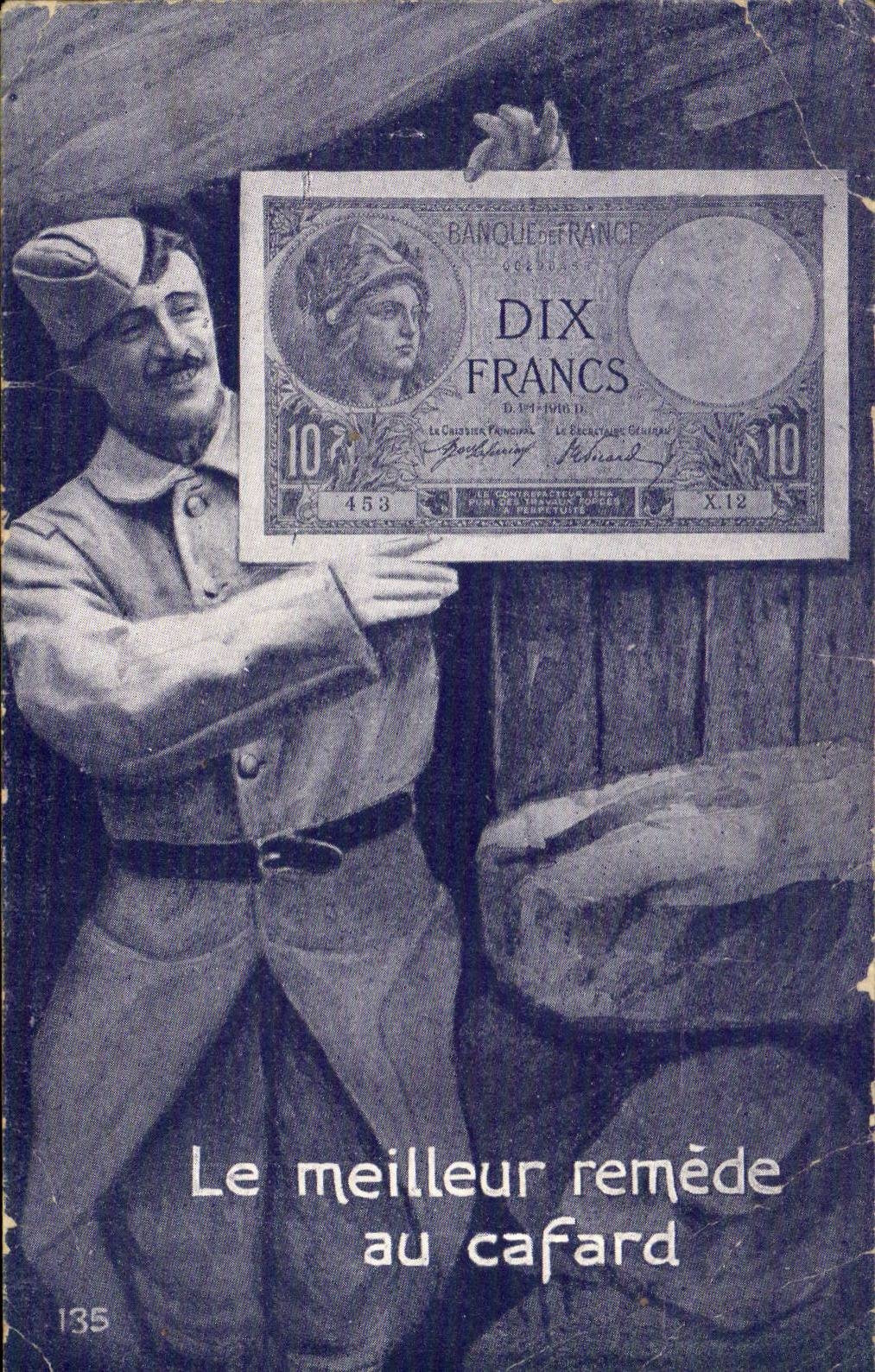 CPA Fantasy the best remedy for the cockroach Militaria Banknote 10 Francs