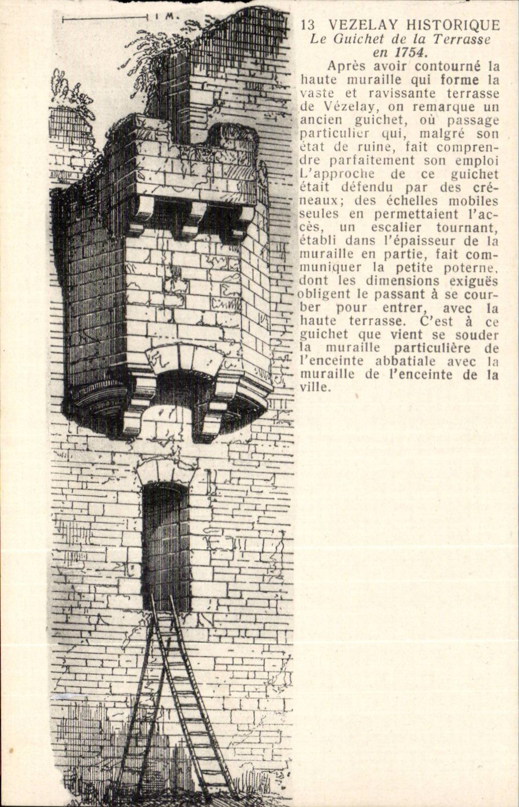 Historical CPA Vezelay the counter of the terrace in 1754