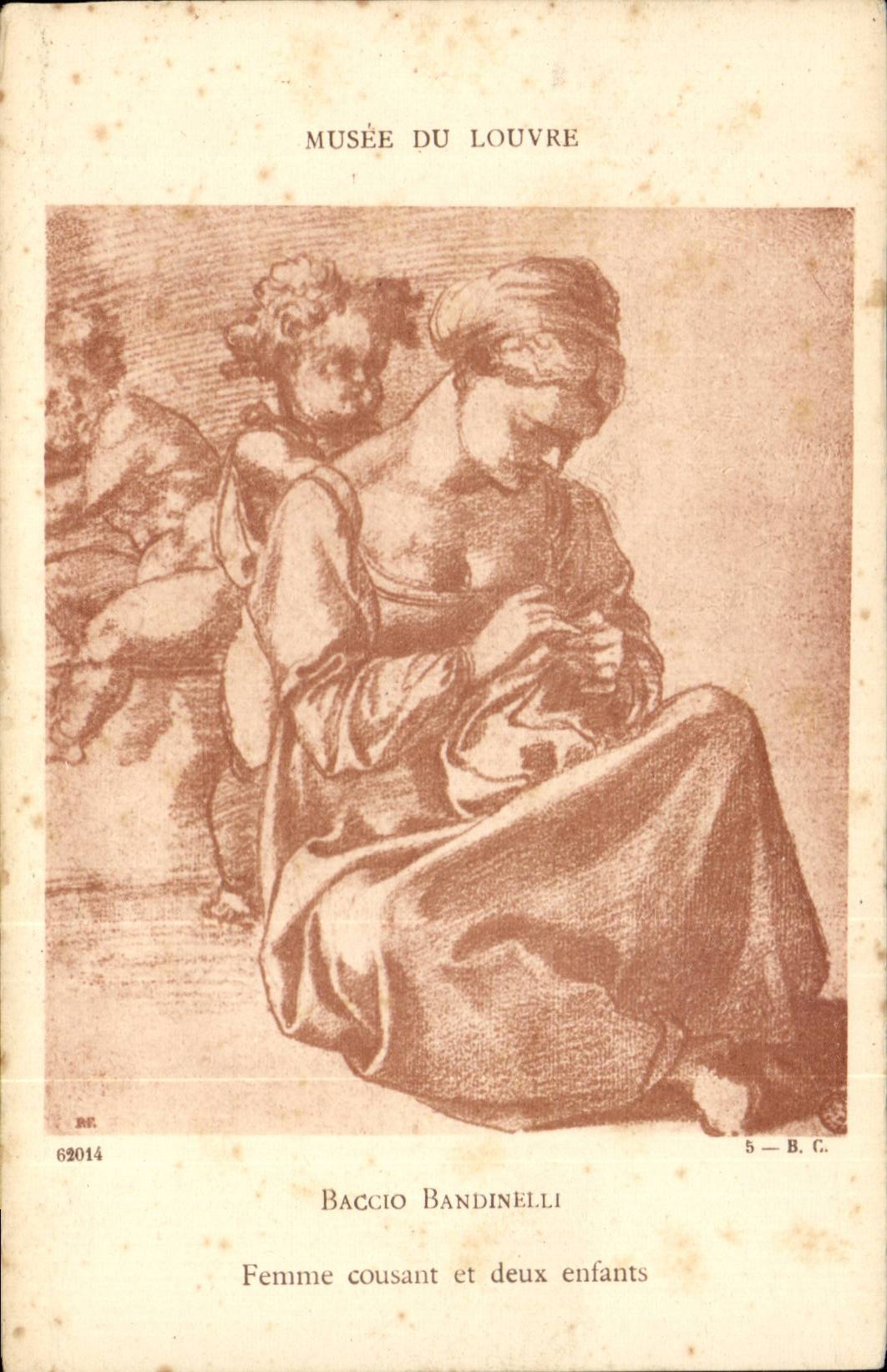 CPA Musee du Louvre Baccio Bandinelli Femme cousant et deux enfants