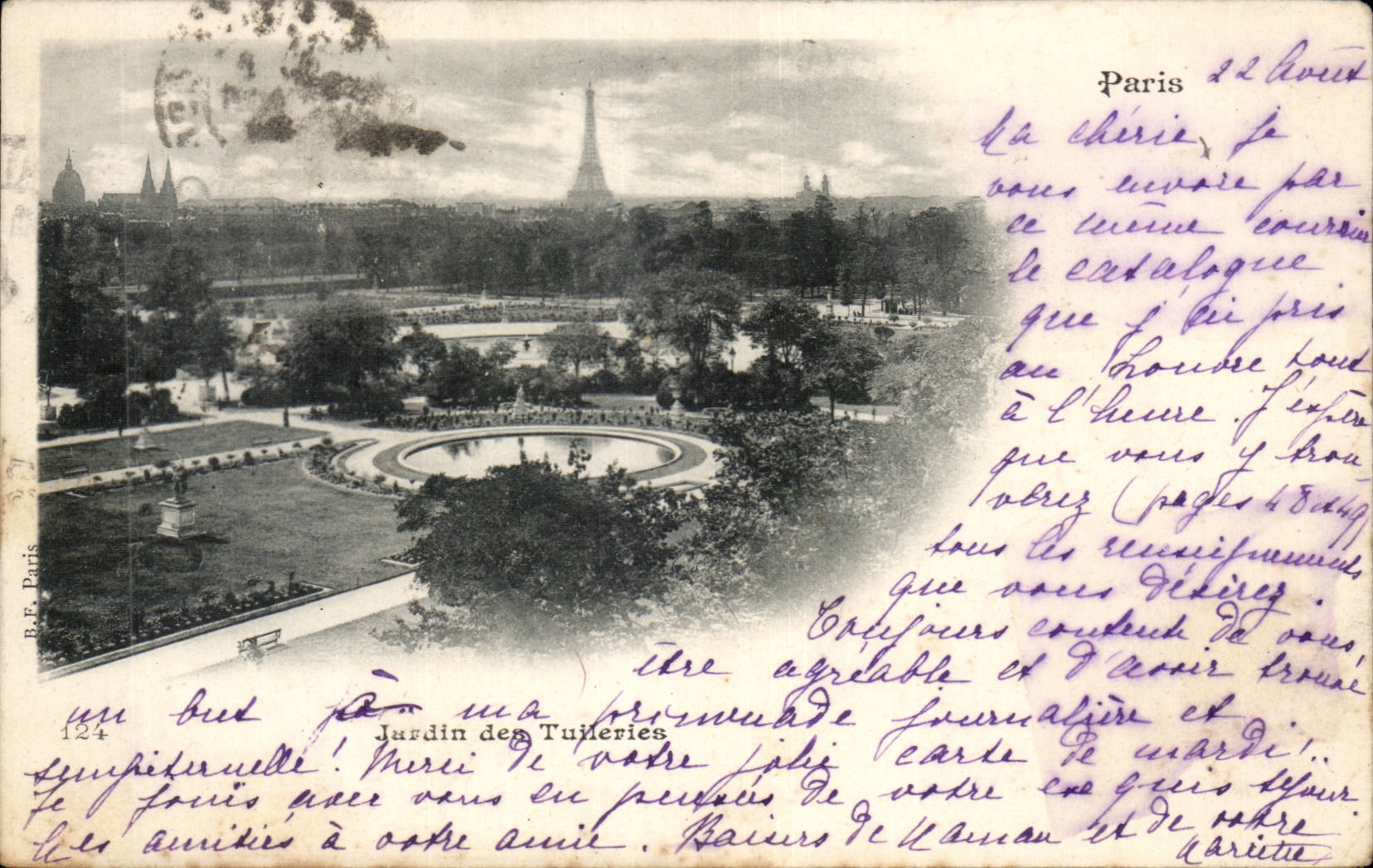 Paris CPA Jardin des Tuileries Tour Eiffel