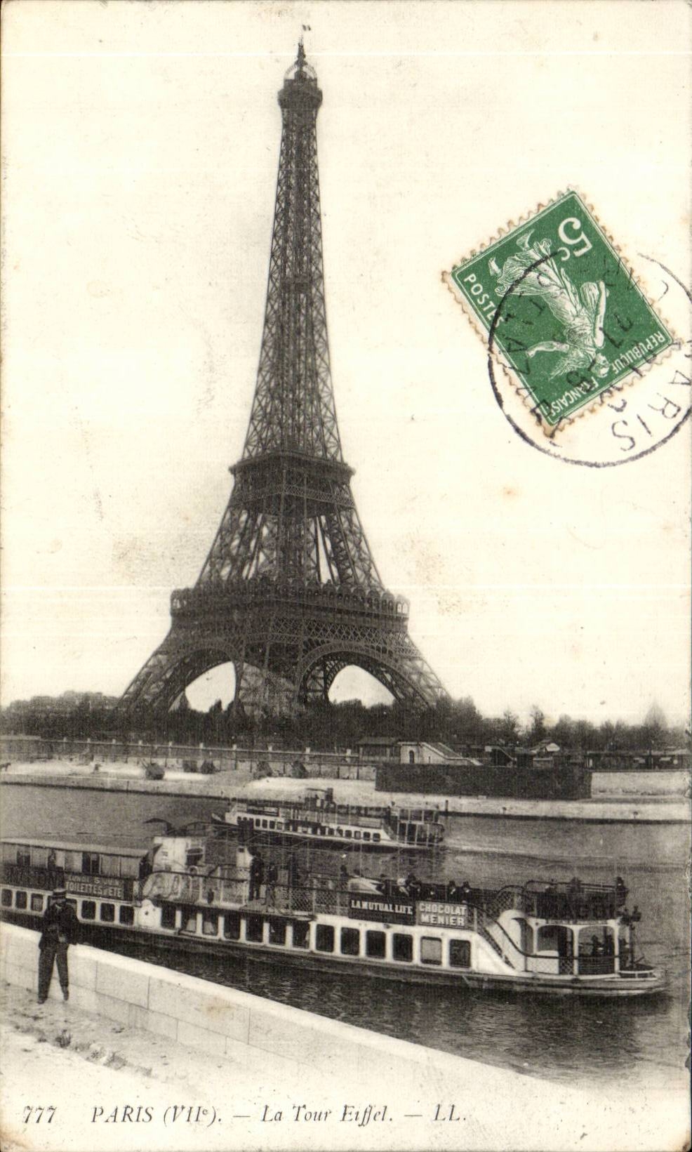CPA Paris Eiffel Tower Barge