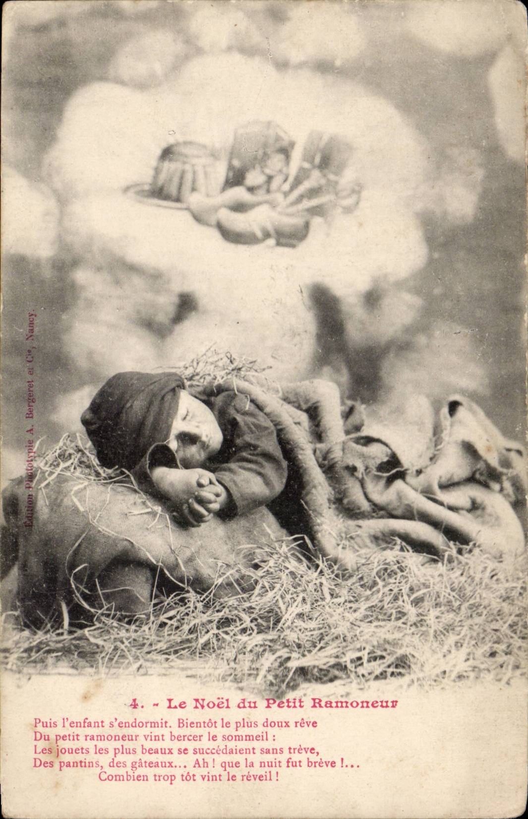 CPA Fantasy Christmas of the small chimney sweeper