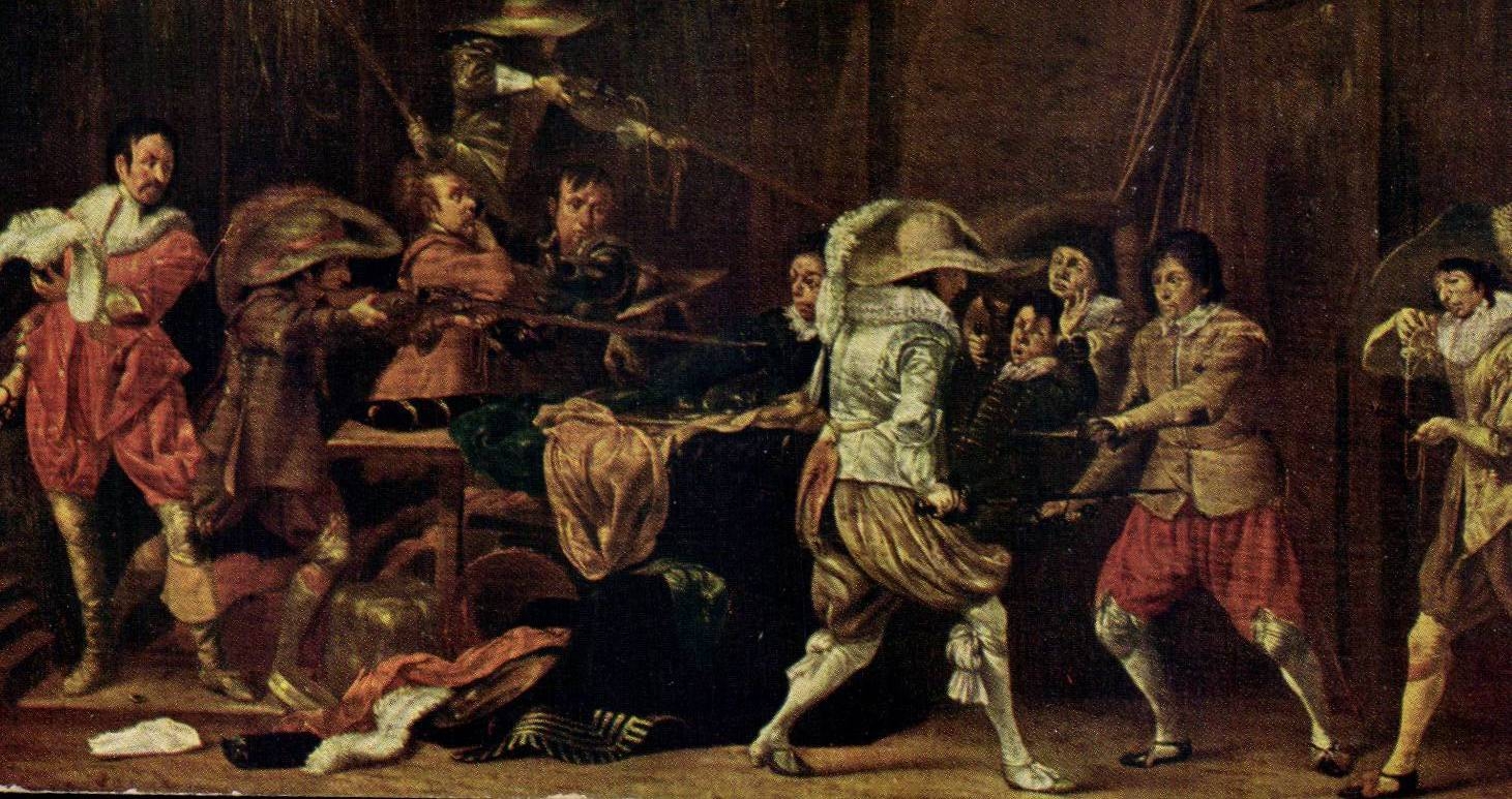 CPA Fantaisie Dresden Willem Cornelisz Duyster Soldats se livrant a une bataille Militaria 