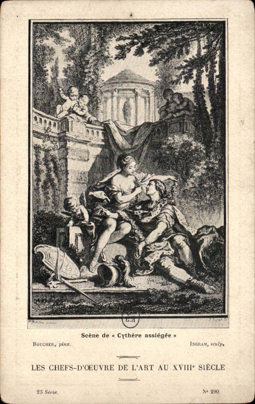 CPA Les chefs d'oeuvre de l'art au 18eme Scene de Cythere assiegee