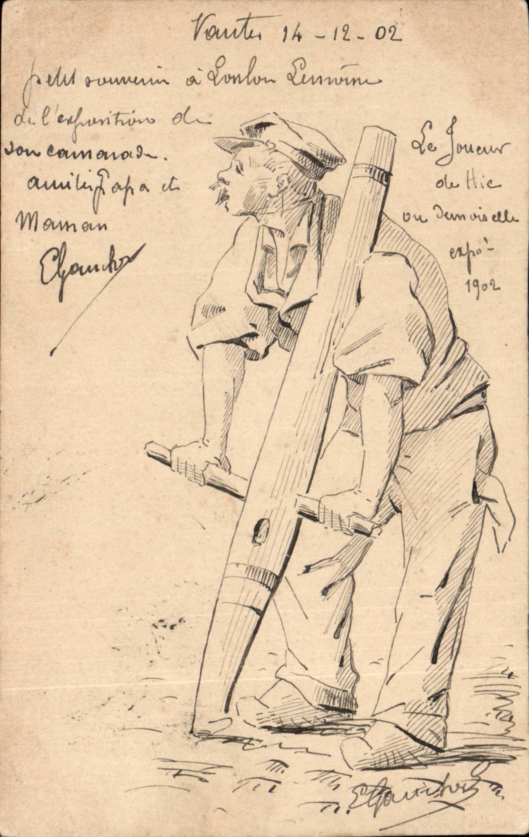 Peasant CPA the player of Difficulty or young lady expo 1902 has Nantes (drawing with the hand) Gauchon