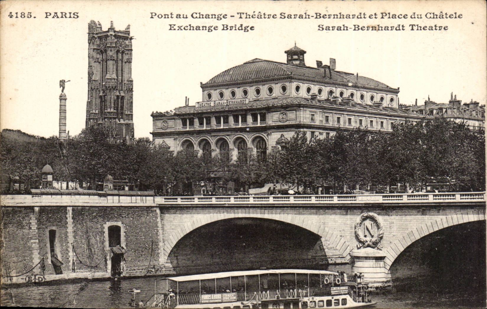 Paris CPA Pont au change Theatre Sarah Bernardt et place du Chatelet