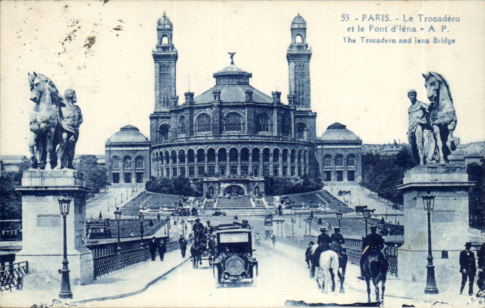 Paris CPA Trocadero and the bridge of iena