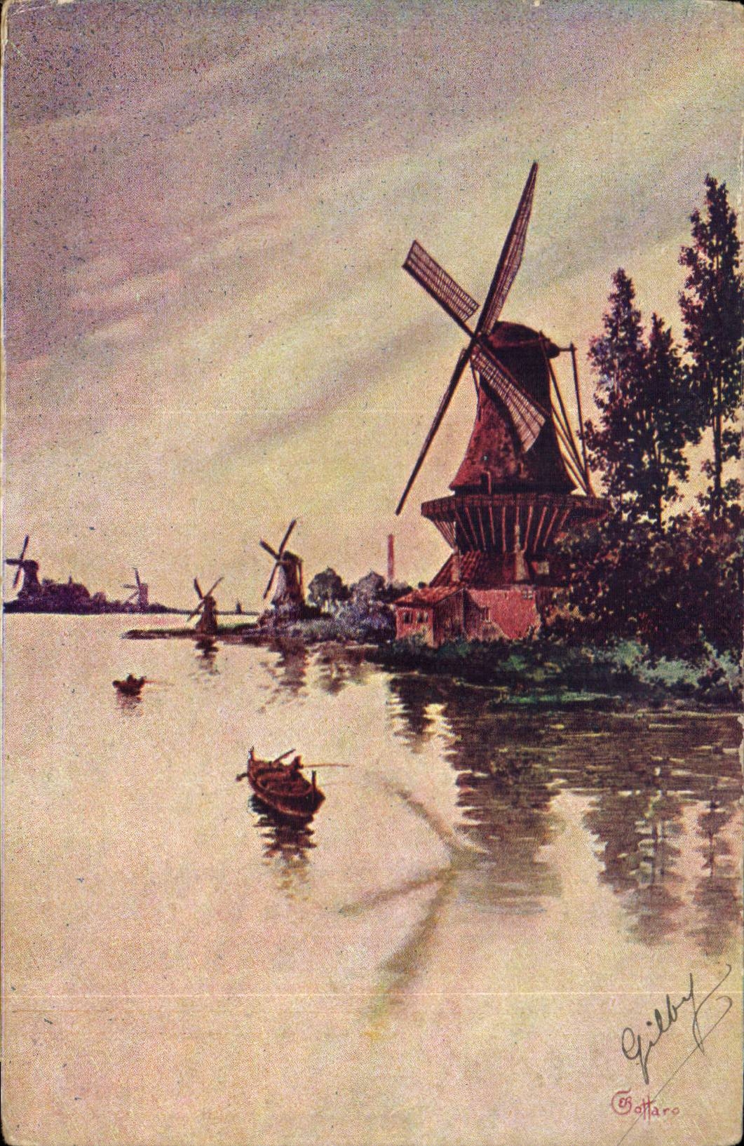 CPA Fantaisie Moulin Windmill