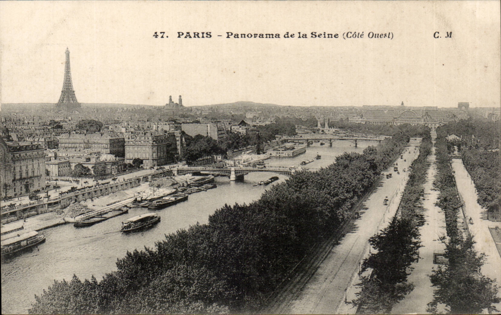 Paris CPA Panorama de la Seine Tour Eiffel