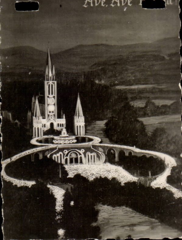 Lourdes MODERN CARD procession of night