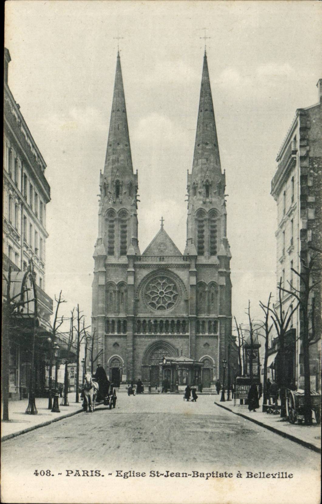 Paris CPA Church Saint Jean Baptiste of Belleville