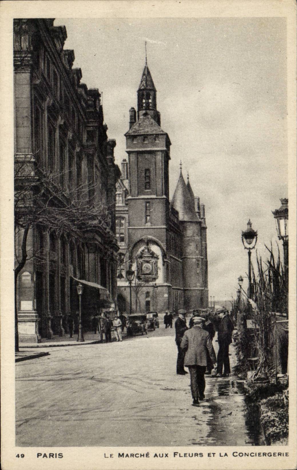 Paris CPA Le marche aux fleurs et la conciergerie