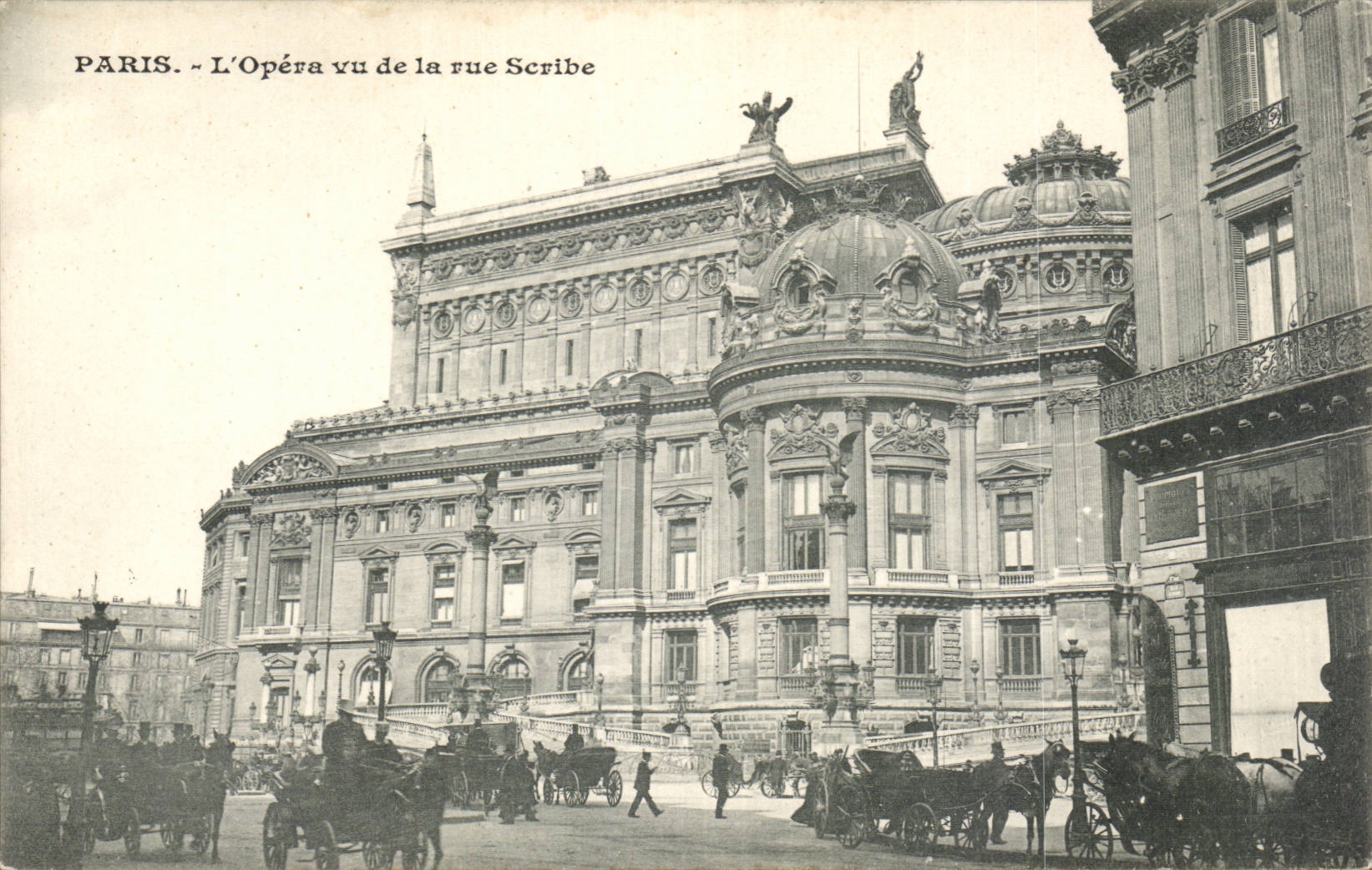 Paris CPA L'opera vu de la rue Scribe