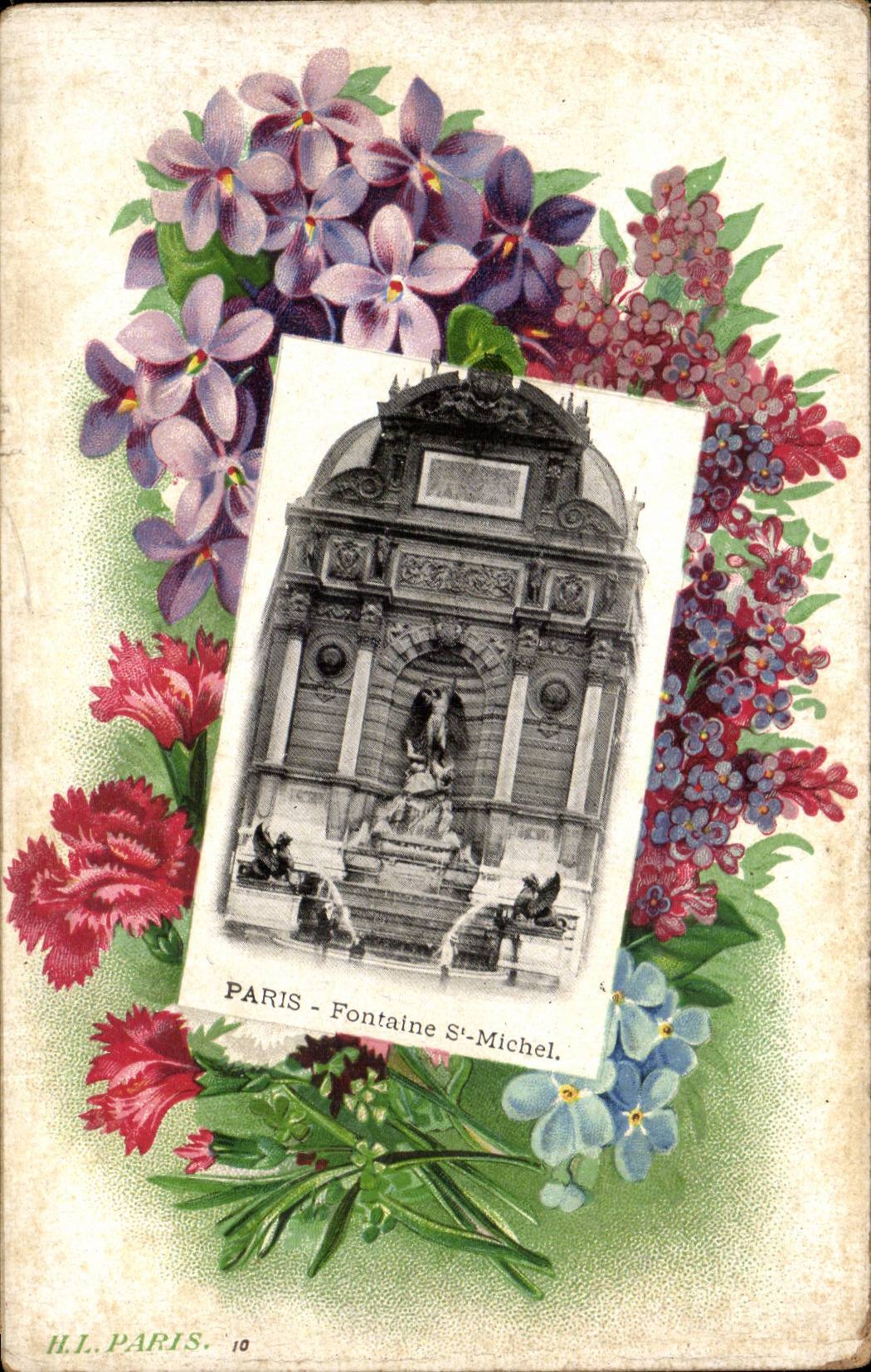 Paris CPA Fountain St Michel