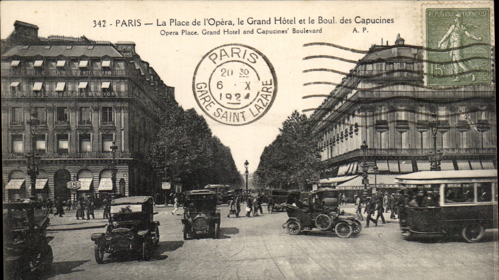 Paris CPA Place de l'Opera le grand hotel et le boulevard des Capucines