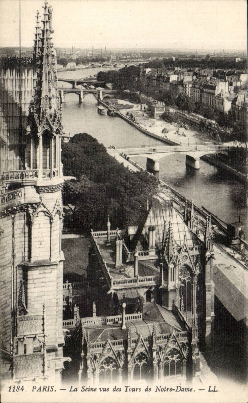 Paris CPA La Seine vue des tours de Notre DAme