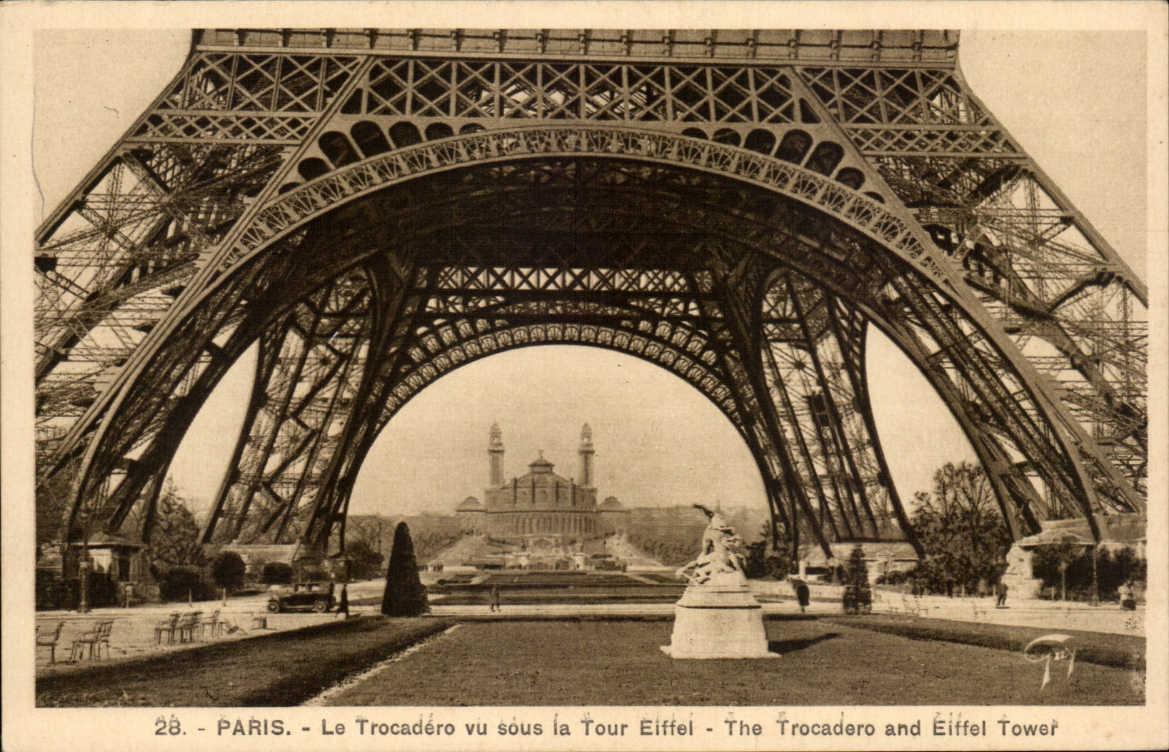Paris CPA Trocadero seen under the Eiffel tower