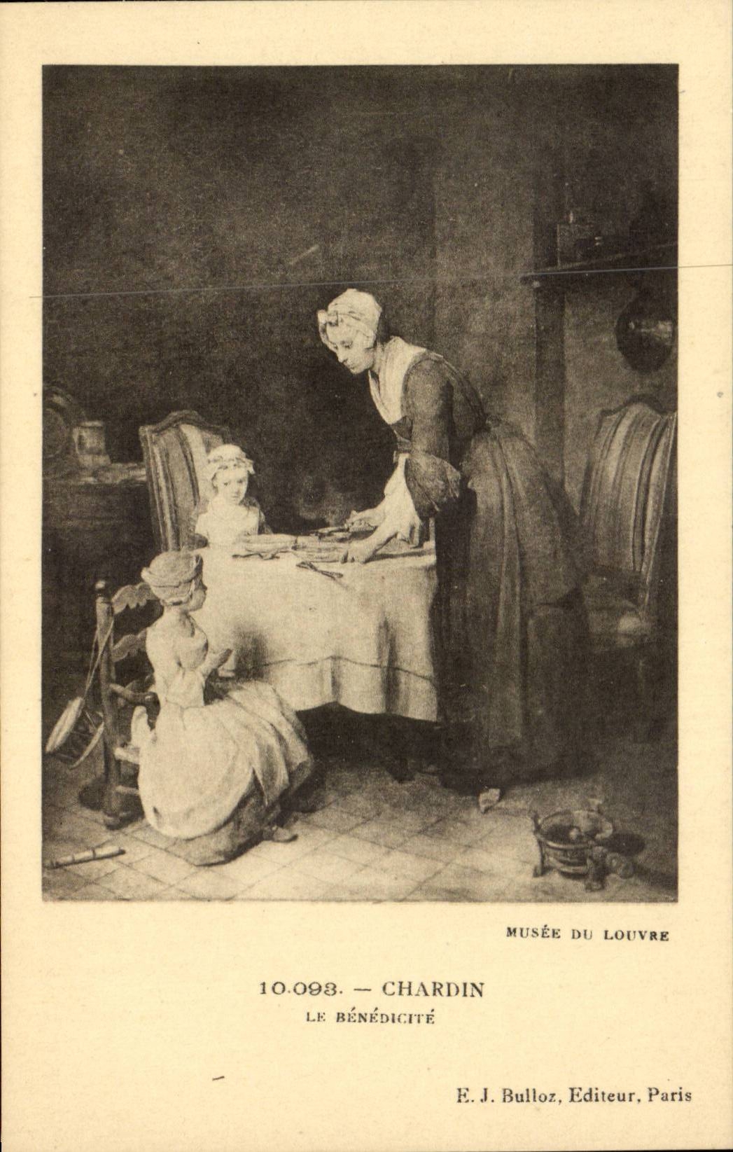 CPA Fantaisie Femme Cahrdin Le benedicite Musee du Louvre Paris 