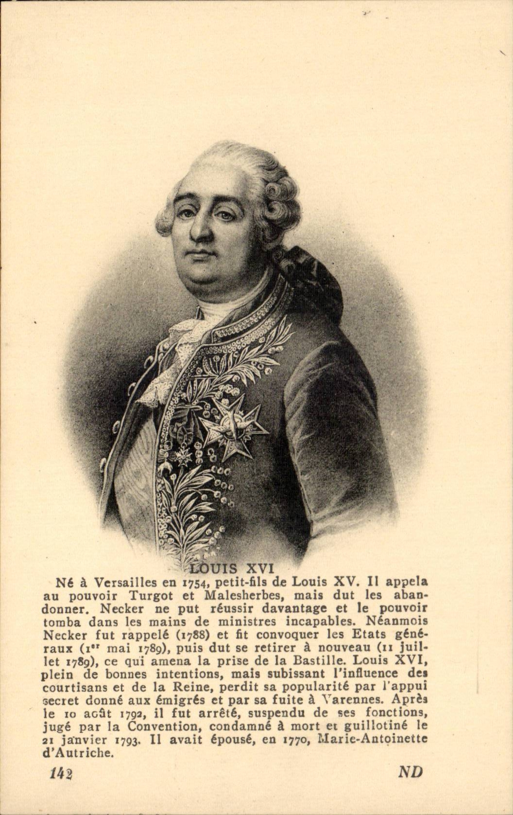 CPA Louis XVI Roi de France Versailles