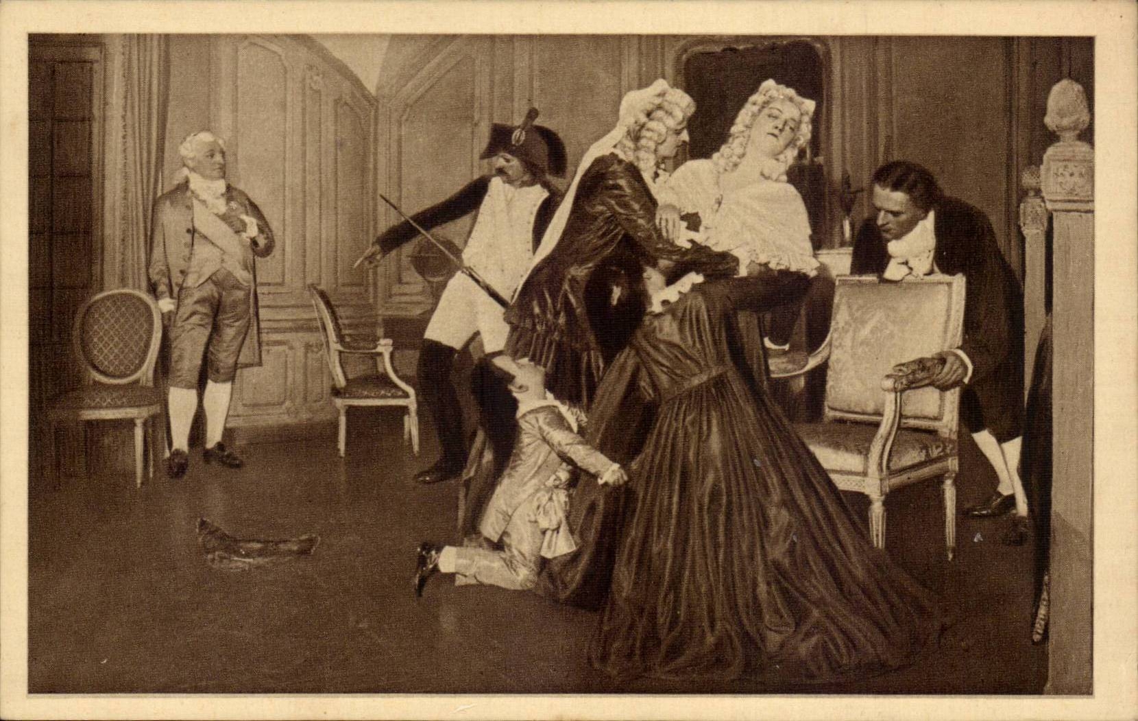 CPA Musee Grevin Famille royale apprenant le massacre de la princesse de Lamballe