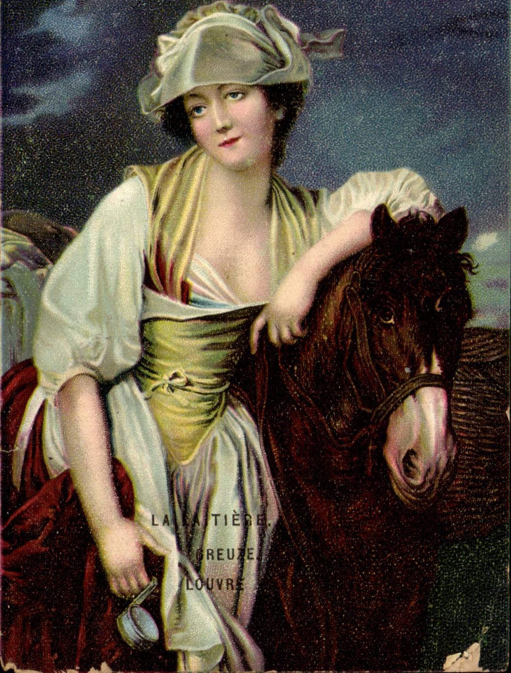 CPA Greuze La laitiere Musee du Louvre Paris Cheval Horse