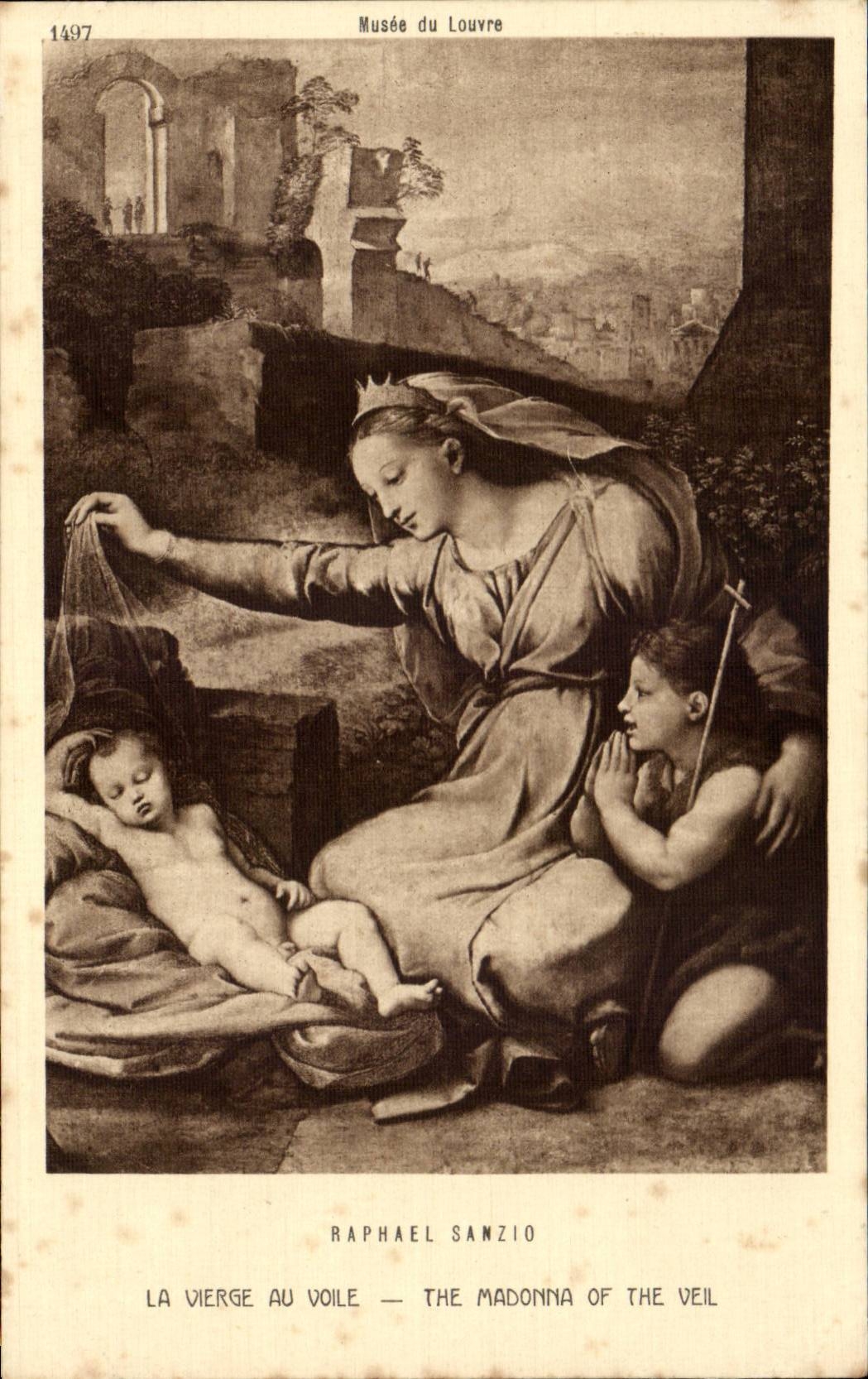CPA Raffaello Santi Sanzio La vierge au voile Musee du Louvre
