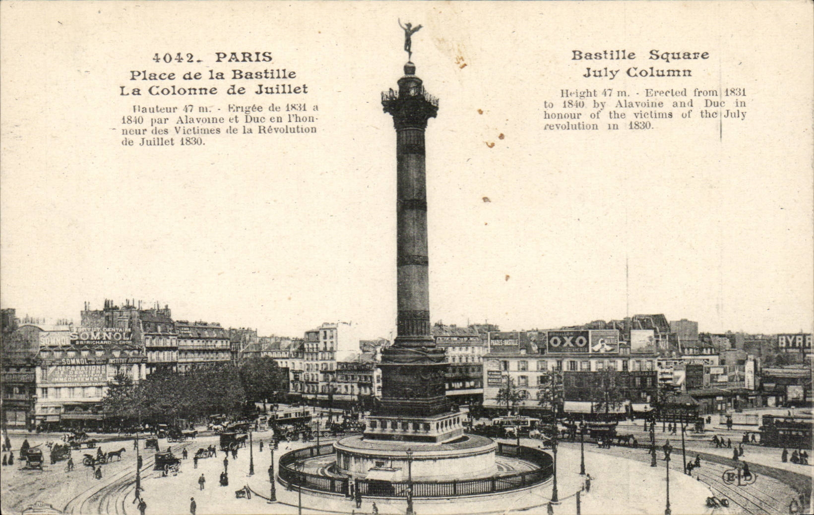 Paris CPA Places Bastille the column of July