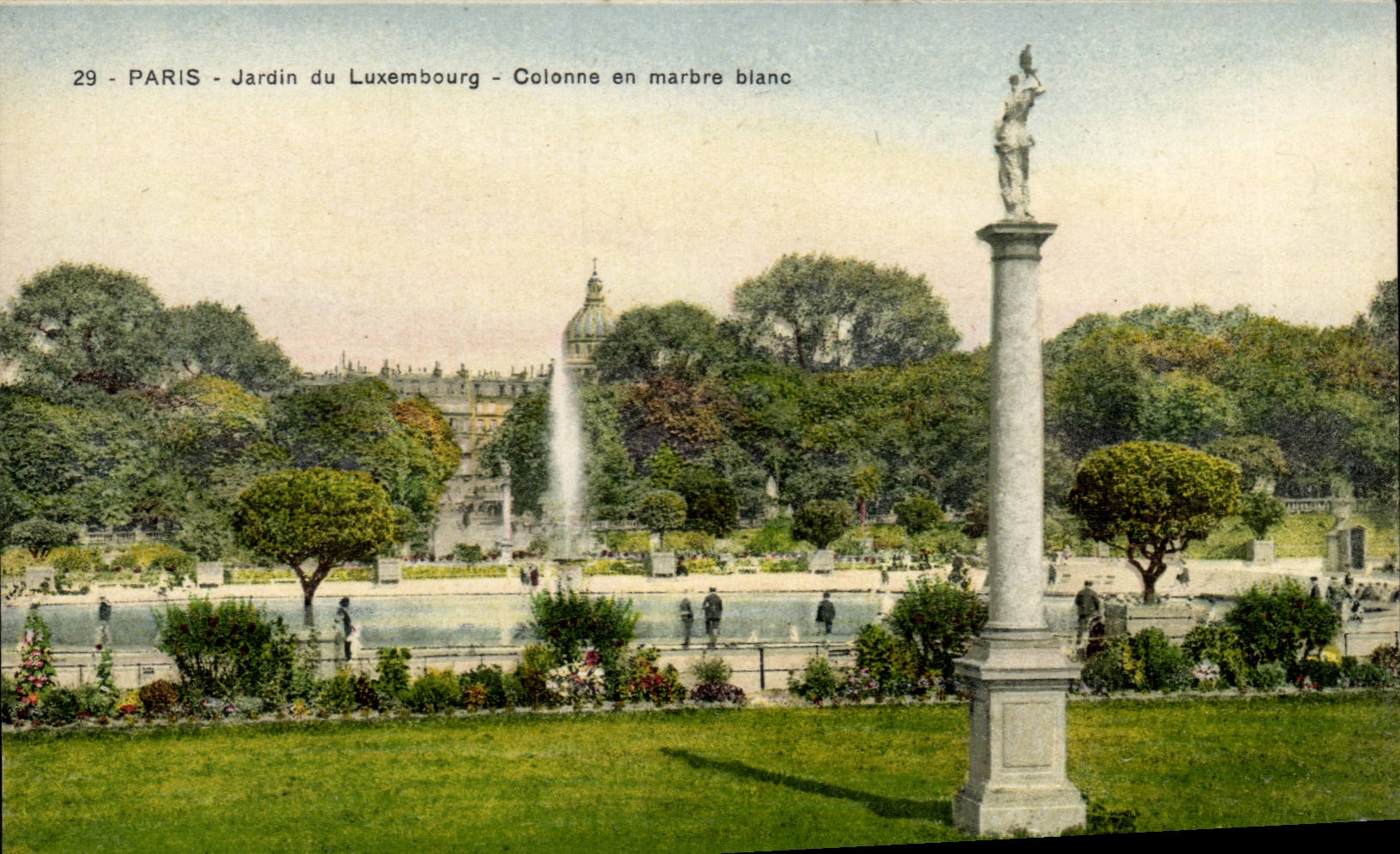 Paris CPA Garden of Luxembourg Column out of white marble