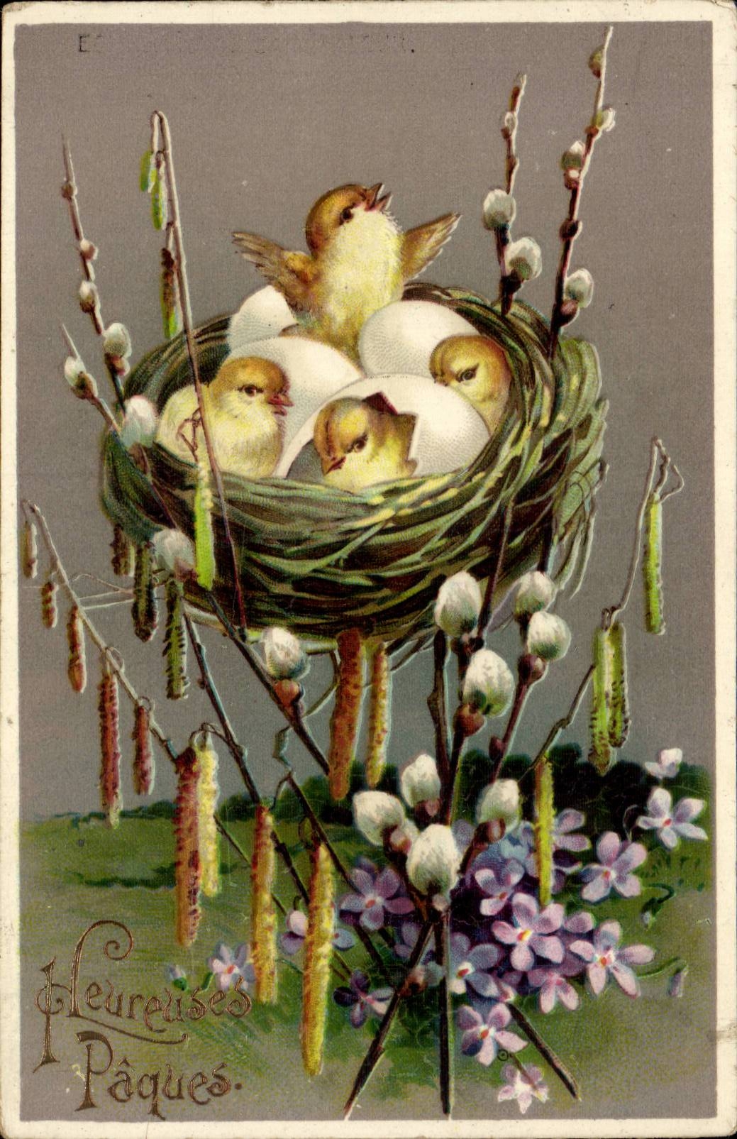 Gluckliche CPA Phantasie-Kuken Ostern Ostern