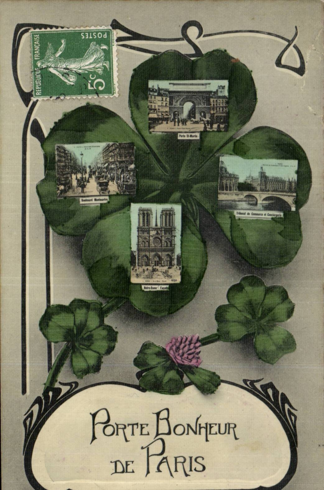 Paris CPA Porte bonheur Porte St martin Notre DAme Montmartre