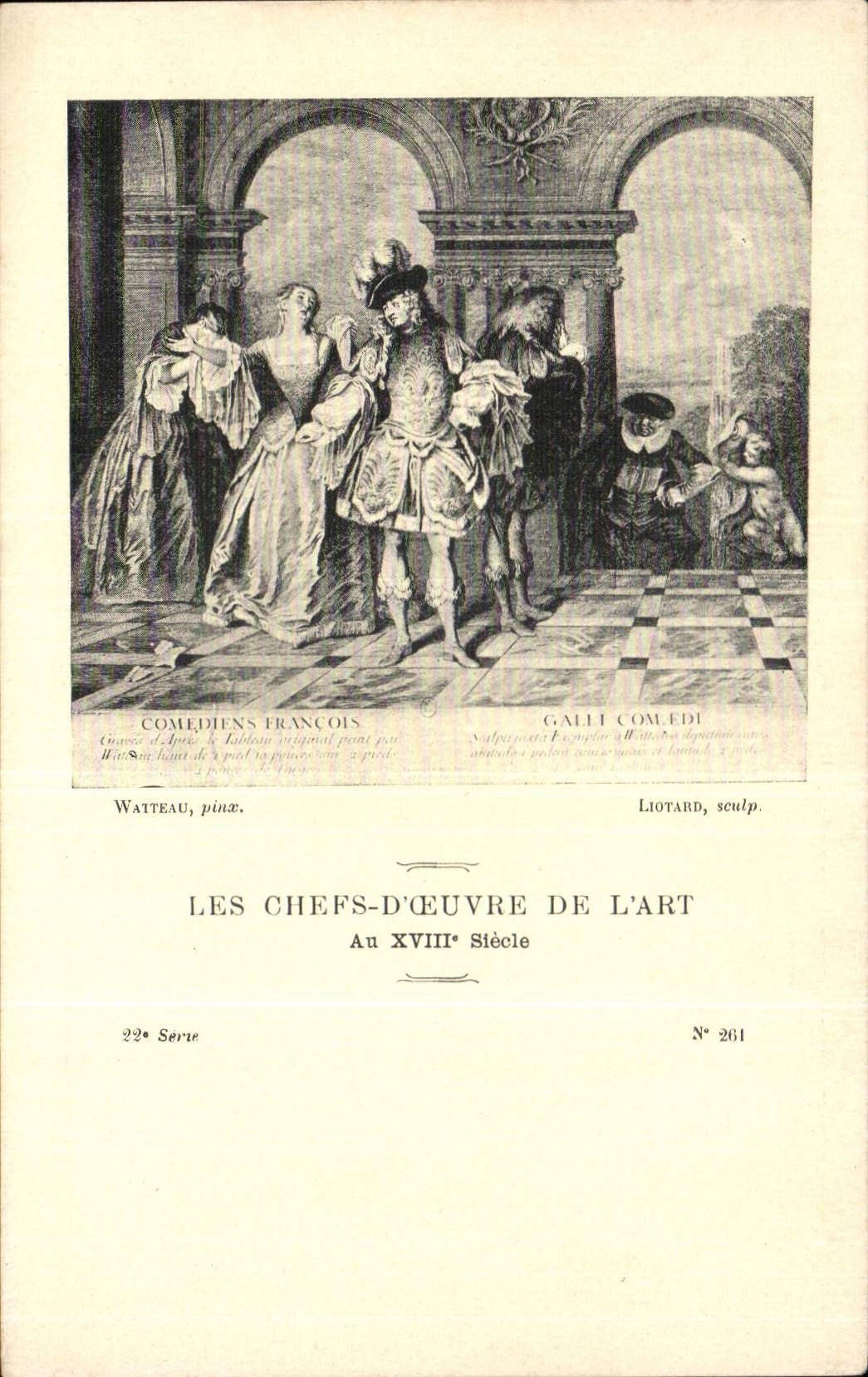 CPA Fantaisie Les chefs d'oeuvre de l'art du 18eme Comediens Francois Watteau Liotard