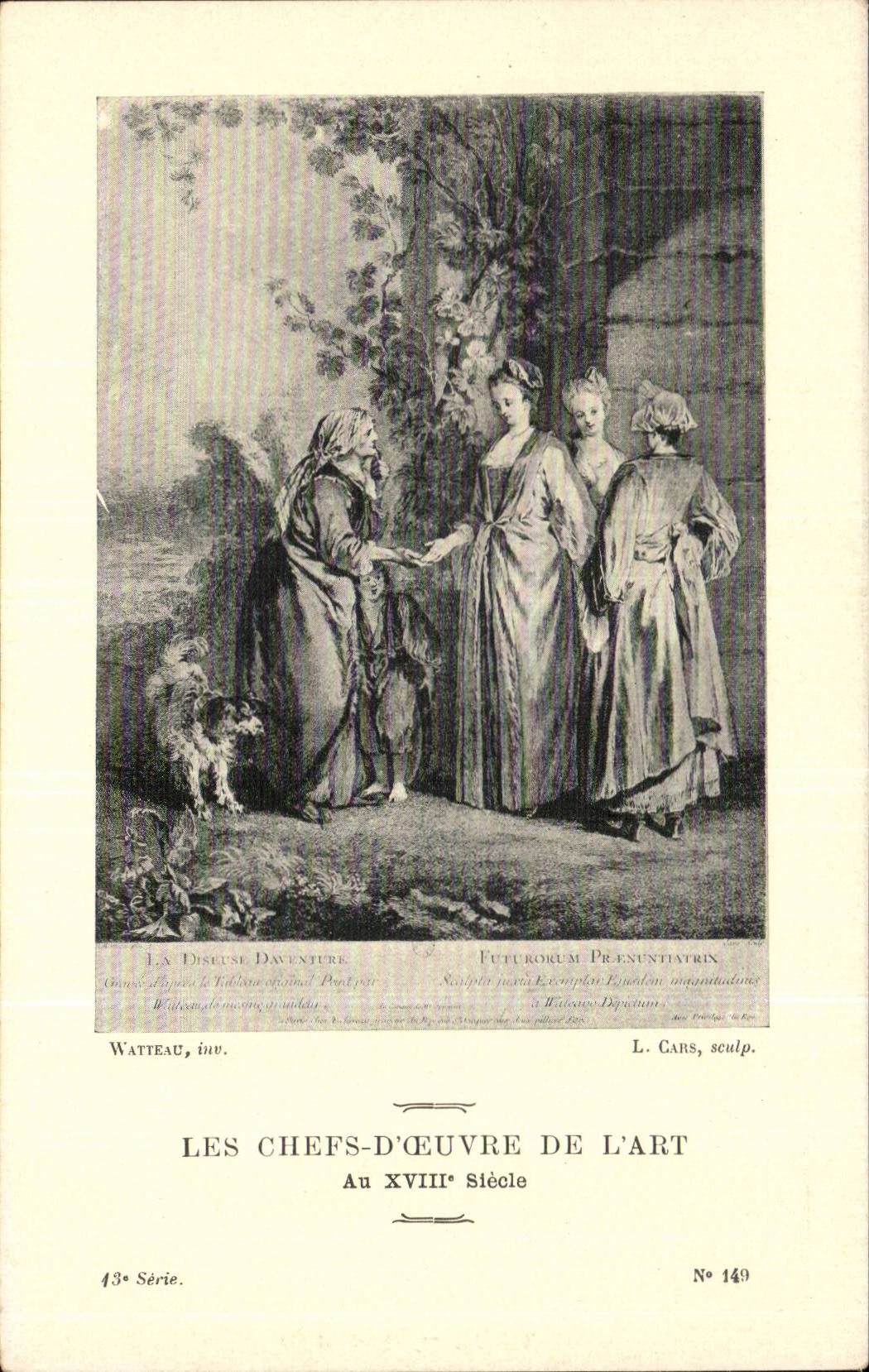 CPA Fantaisie Les chefs d'oeuvre de l'art du 18eme La diseuse d'aventure Watteau Cars