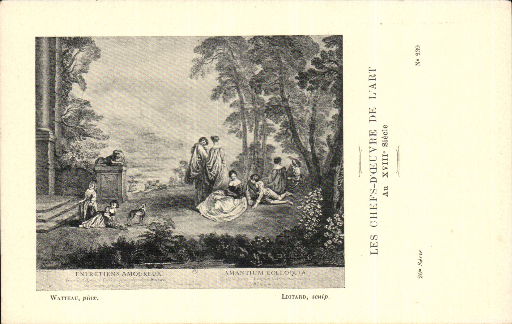 CPA Fantaisie Les chefs d'oeuvre de l'art du 18eme Entretien amoureux Watteau Liotard