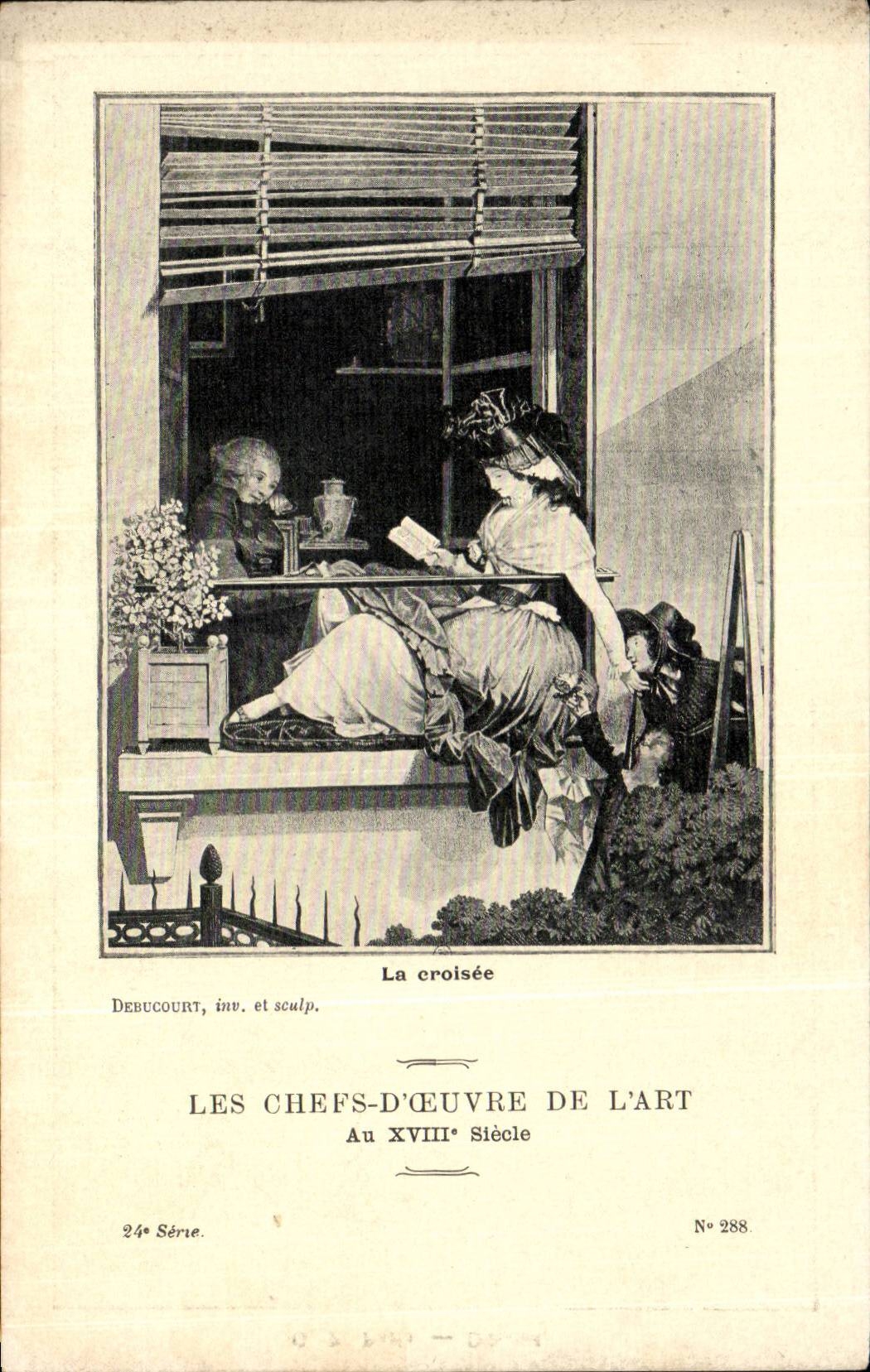 CPA Fantaisie Les chefs d'oeuvre de l'art du 18eme La croisee Debucourt 