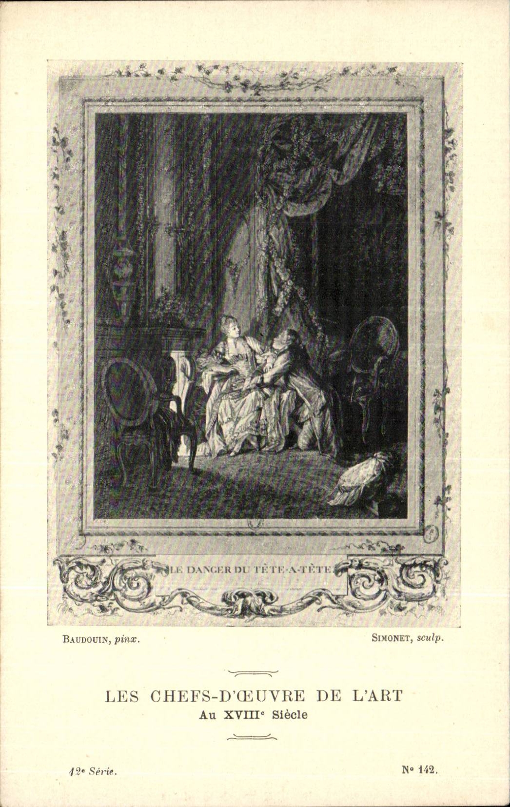 CPA Fantaisie Les chefs d'oeuvre de l'art du 18eme le danger du tete a tete Baudouin Simonet