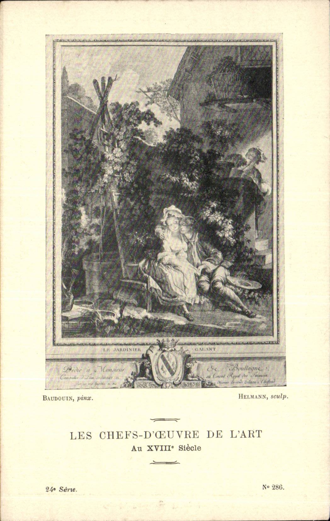 CPA Fantaisie Les chefs d'oeuvre de l'art du 18eme le jardinier galant Baudouin Helmann