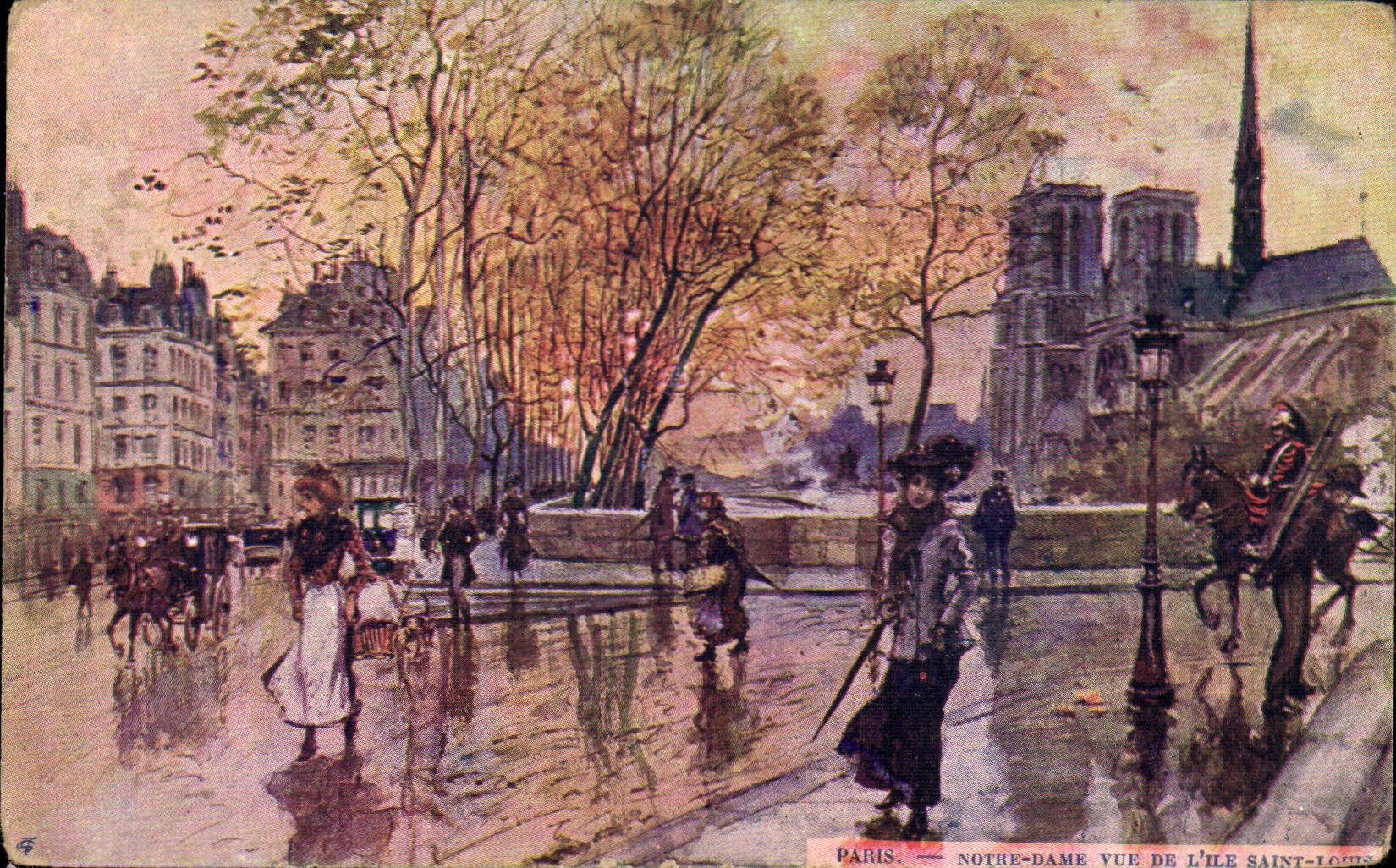 Paris CPA Notre DAme vue de l'ile Saint louis 