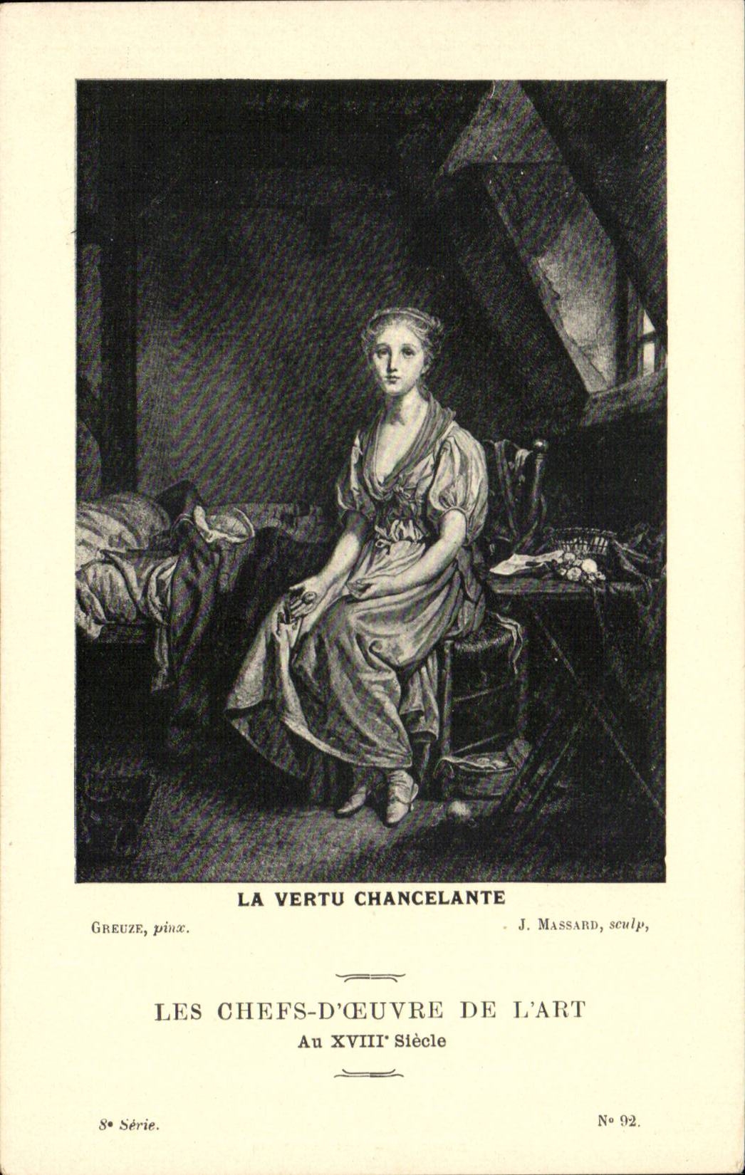 CPA Fantaisie Les chefs d'oeuvre de l'art du 18eme La vertu chancelante Greuze Massard