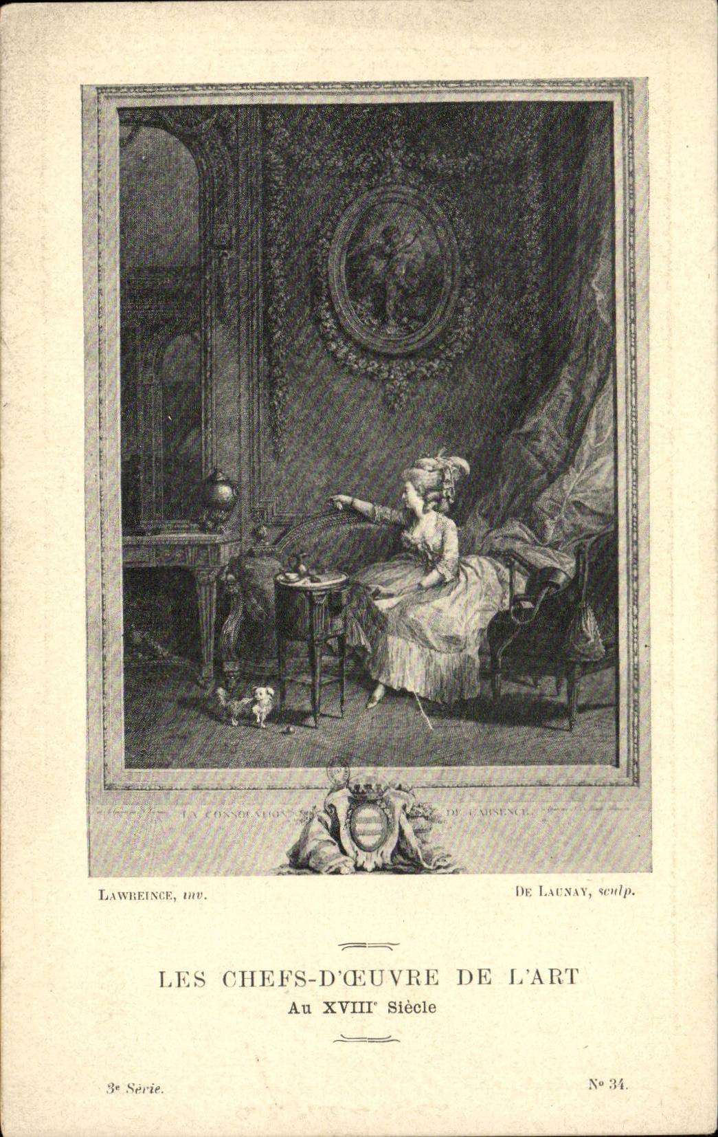 CPA Fantaisie Les chefs d'oeuvre de l'art du 18eme La consolation de l'absence Lawrence De launay