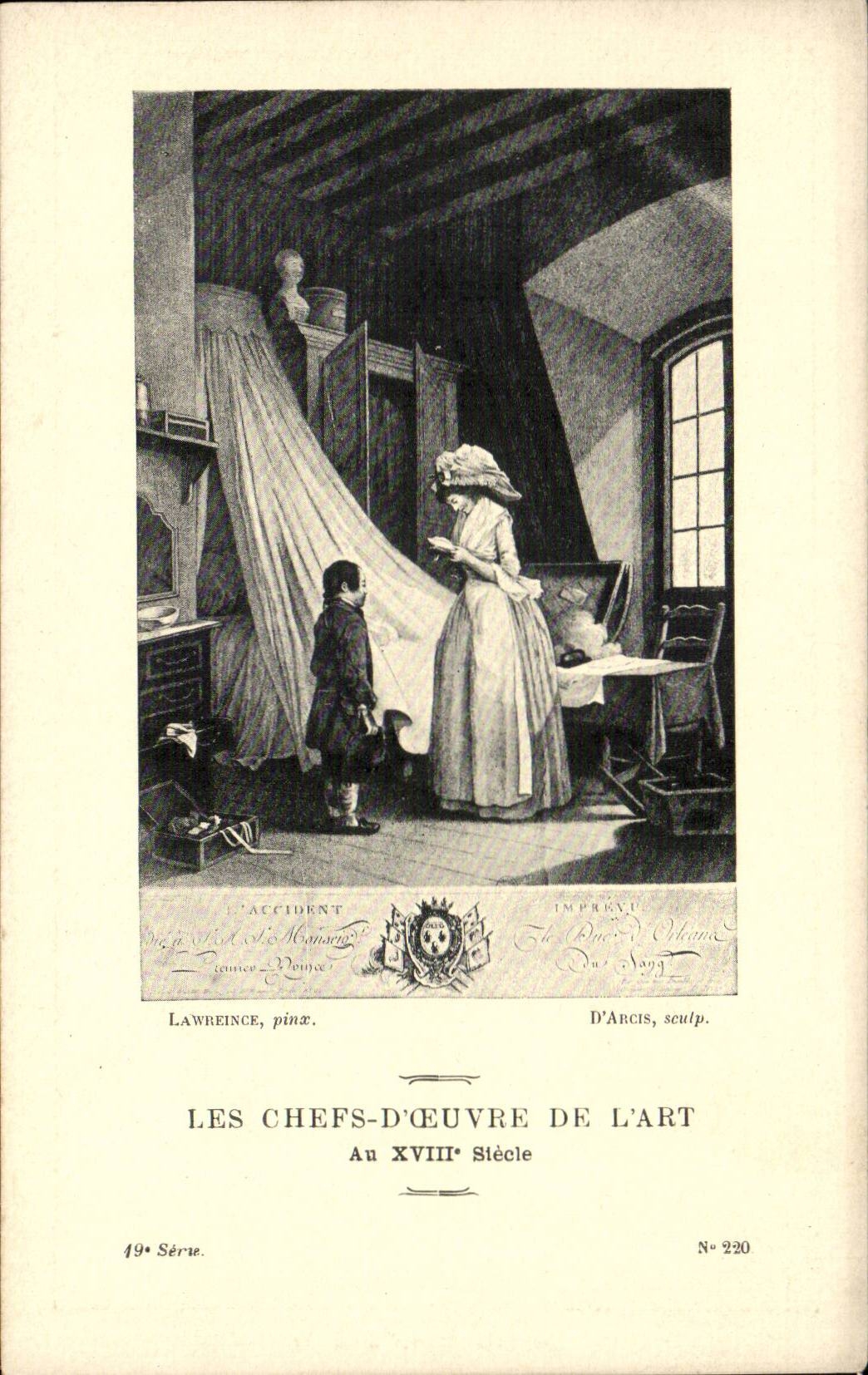 CPA Fantaisie Les chefs d'oeuvre de l'art du 18eme L'accident imprevu Lawrence D'Arcis