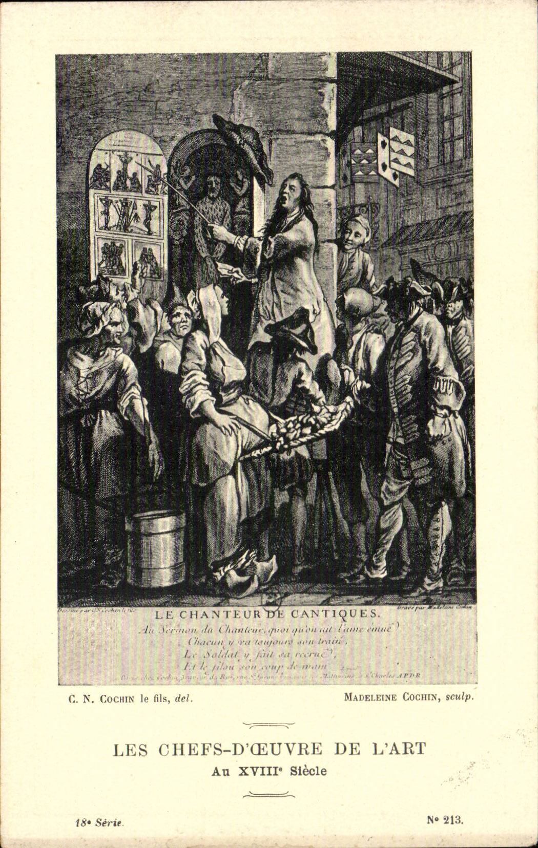 CPA Fantaisie Les chefs d'oeuvre de l'art du 18eme Le chanteur de cantiques Cochin 