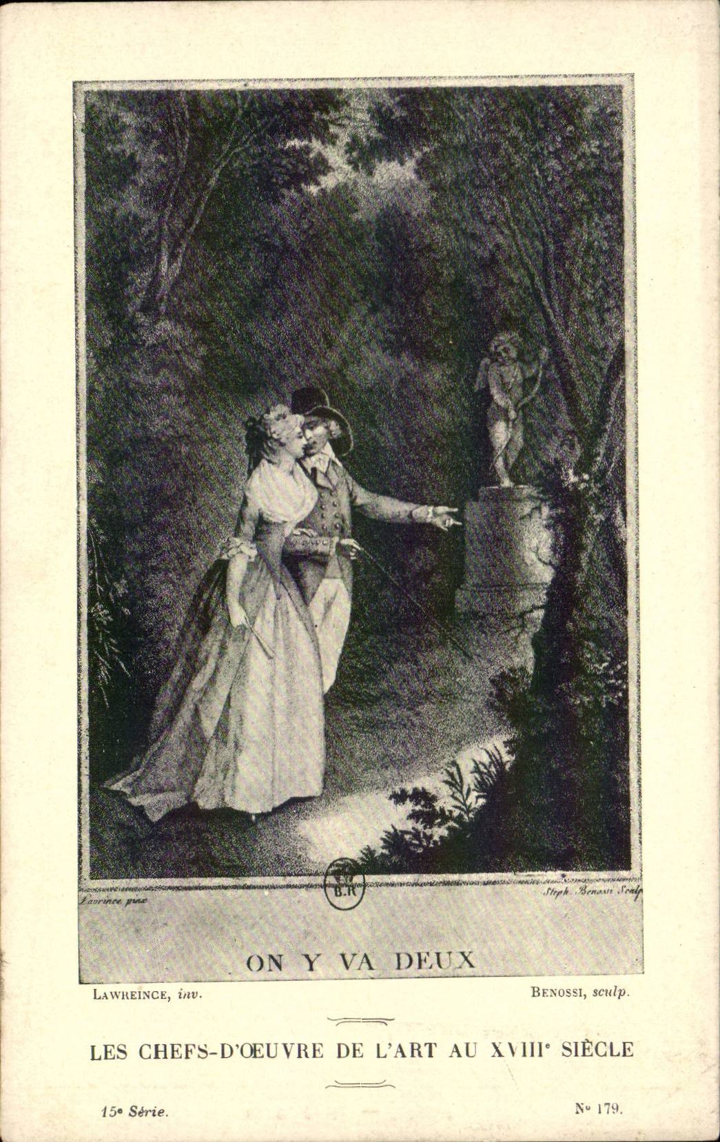 CPA Fantaisie Les chefs d'oeuvre de l'art du 18eme On y va a deux Lawrence De launay